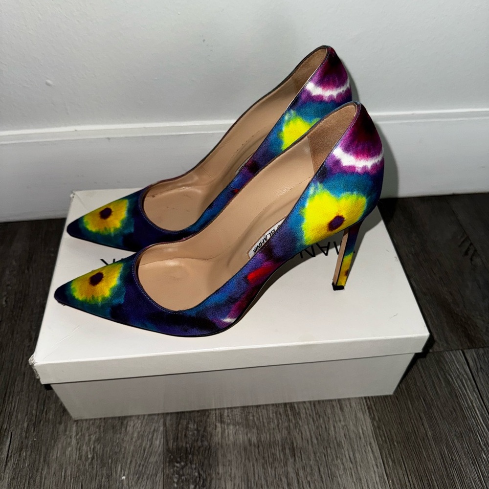 Manolo Blahnik Multicolor Tie-Dye Heels